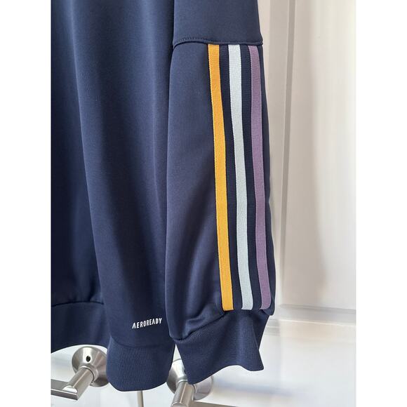 Adidas Real Madrid Authentic Soccer 1/4 Zip Hoodie Jacket Navy Blue Size XL - Picture 5 of 10